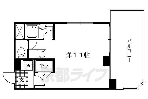 京都府京都市中京区聚楽廻松下町(賃貸マンション1K・6階・25.00㎡)の写真 その2