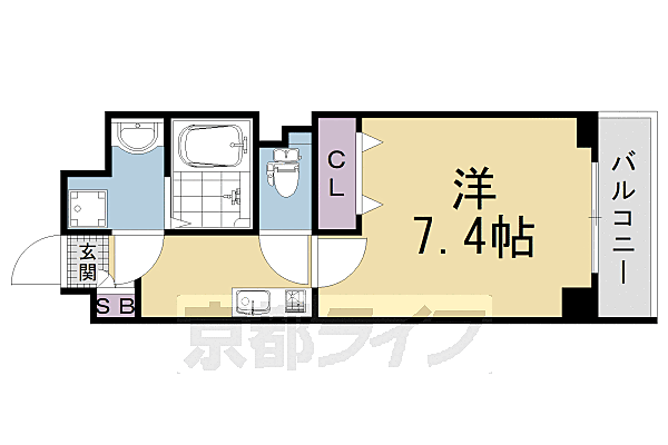 ベラジオ京都西大路ウエスト 101｜京都府京都市南区吉祥院西ノ庄西中町(賃貸アパート1K・1階・25.50㎡)の写真 その2