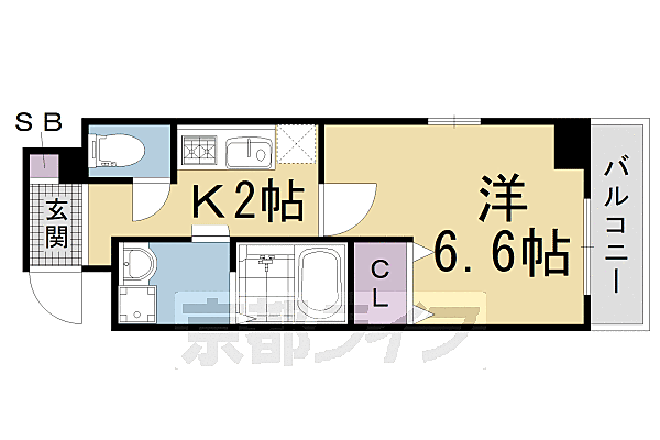 京都府京都市中京区西ノ京小堀町(賃貸マンション1K・11階・25.45㎡)の写真 その2