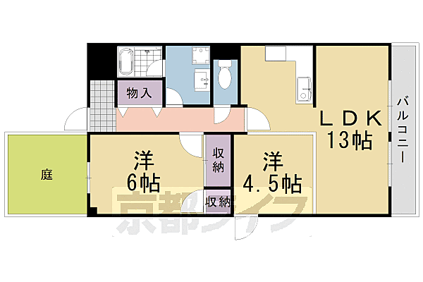 ＱＵＡＫＥ　桂東 106｜京都府京都市西京区下津林南中島町(賃貸マンション2LDK・1階・56.10㎡)の写真 その2