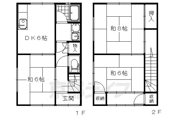 マスダ荘 1｜京都府京都市南区吉祥院池ノ内町(賃貸テラスハウス3DK・--・50.00㎡)の写真 その2