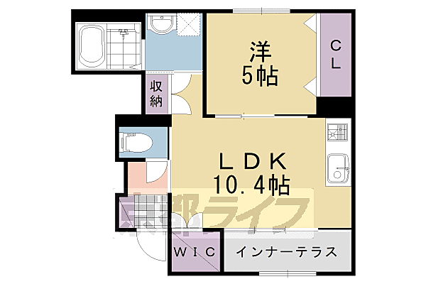 ユーフォリア 105｜京都府京都市伏見区羽束師菱川町(賃貸アパート1LDK・1階・44.30㎡)の写真 その2