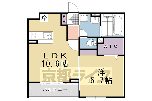 ハレレア 105｜京都府京都市伏見区羽束師菱川町(賃貸アパート1LDK・1階・40.92㎡)の写真 その2