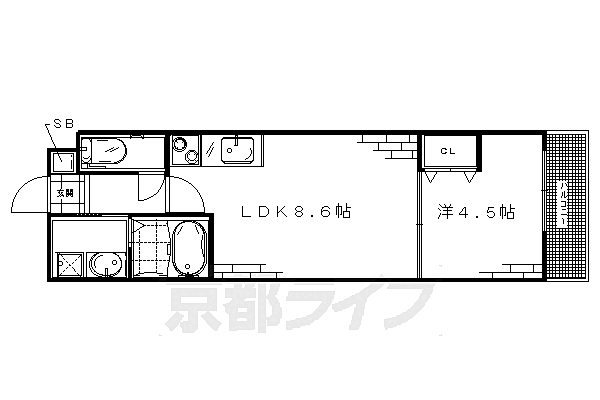 サクシード丹波橋 203｜京都府京都市伏見区桃山水野左近東町(賃貸マンション1LDK・2階・29.50㎡)の写真 その2