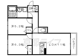 京都府京都市右京区梅ケ畑向ノ地町（賃貸アパート2LDK・2階・51.93㎡） その2