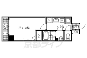 京都府京都市中京区聚楽廻中町（賃貸マンション1K・4階・25.81㎡） その2