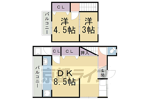 中久世貸家 東2｜京都府京都市南区久世中久世町2丁目(賃貸テラスハウス2LDK・--・45.00㎡)の写真 その2