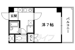 阪急京都本線 大宮駅 徒歩7分の賃貸マンション 2階1Kの間取り