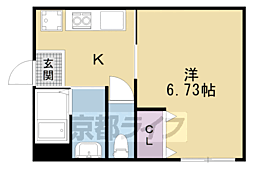 京都市営烏丸線 烏丸御池駅 徒歩3分の賃貸マンション 5階1Kの間取り