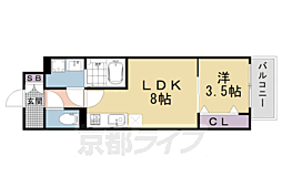 阪急京都本線 西京極駅 徒歩10分の賃貸マンション 4階1LDKの間取り