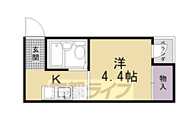 阪急京都本線 西京極駅 徒歩23分の賃貸マンション 2階1Kの間取り