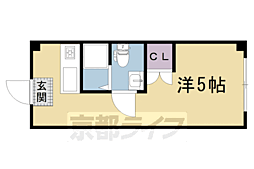 JR山陰本線 太秦駅 徒歩15分の賃貸マンション 2階ワンルームの間取り