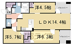 JR山陰本線 太秦駅 徒歩9分の賃貸マンション 3階3LDKの間取り