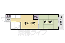 JR山陰本線 太秦駅 徒歩10分の賃貸マンション 2階2Kの間取り