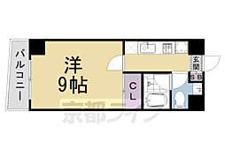 阪急京都本線 西京極駅 徒歩3分の賃貸マンション 3階1Kの間取り