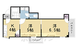 JR山陰本線 太秦駅 徒歩8分の賃貸マンション 6階2Kの間取り