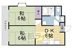 阪急京都本線 西京極駅 徒歩12分の賃貸マンション 1階2DKの間取り