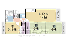 JR山陰本線 嵯峨嵐山駅 徒歩12分の賃貸マンション 2階3LDKの間取り