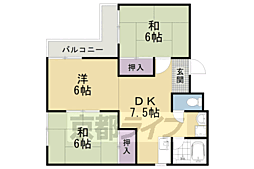 JR山陰本線 嵯峨嵐山駅 徒歩13分の賃貸マンション 2階3DKの間取り