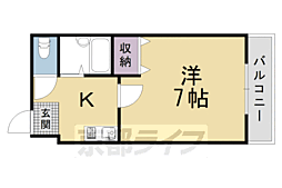 阪急嵐山線 上桂駅 徒歩2分の賃貸マンション 5階1Kの間取り