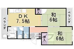 阪急京都本線 桂駅 4kmの賃貸マンション 2階2DKの間取り
