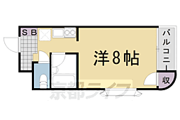 阪急嵐山線 上桂駅 徒歩10分の賃貸マンション 4階1Kの間取り
