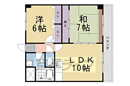 グランドール桂川畔 3階2LDKの間取り