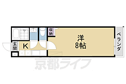 フラッティ烏丸十条 301 3階1Kの間取り