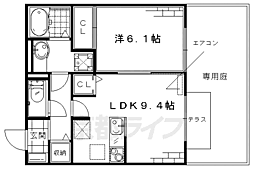 京阪本線 伏見桃山駅 徒歩32分の賃貸アパート 1階1LDKの間取り