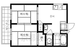 京阪本線 淀駅 徒歩4分の賃貸アパート 2階2DKの間取り