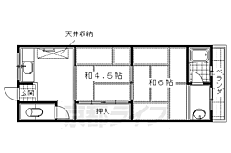 近鉄京都線 伏見駅 徒歩1分の賃貸アパート 1階2Kの間取り