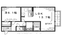 京都市営烏丸線 竹田駅 徒歩17分の賃貸アパート 1階1LDKの間取り