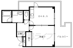 京阪本線 藤森駅 徒歩6分の賃貸マンション 2階1DKの間取り