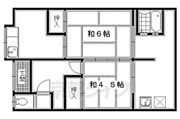 京阪宇治線 観月橋駅 徒歩12分の賃貸テラスハウス 2Kの間取り