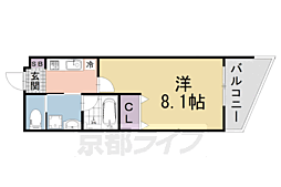 近鉄京都線 桃山御陵前駅 徒歩8分の賃貸アパート 2階1Kの間取り