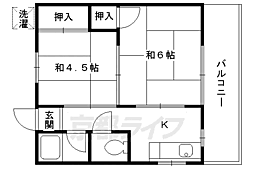 JR奈良線 桃山駅 徒歩5分の賃貸アパート 2階2Kの間取り