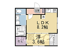 京阪本線 淀駅 徒歩5分の賃貸アパート 2階1LDKの間取り