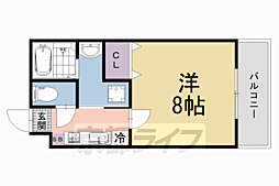 京都市営烏丸線 くいな橋駅 徒歩9分の賃貸マンション 4階1Kの間取り