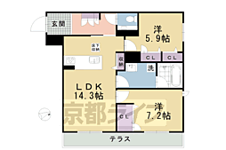 JR奈良線 JR藤森駅 徒歩4分の賃貸アパート 1階2LDKの間取り