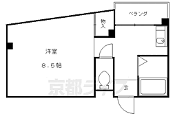 京阪本線 淀駅 徒歩2分の賃貸マンション 2階1Kの間取り