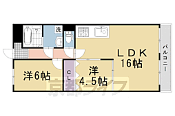 メロディーハイム長岡京 3階2LDKの間取り