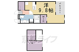 ジラソーレ長岡京 2階1Kの間取り