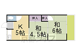 登龍閣 2階2DKの間取り