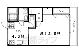 京阪宇治線 観月橋駅 徒歩11分の賃貸マンション 3階1DKの間取り