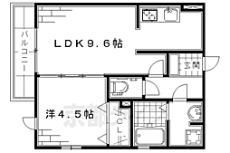 JR奈良線 JR藤森駅 徒歩7分の賃貸アパート 2階1LDKの間取り