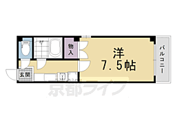 ピースフル京都 4階1Kの間取り