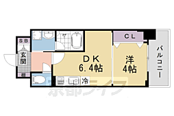 JR山陰本線 円町駅 徒歩2分の賃貸マンション 7階1DKの間取り