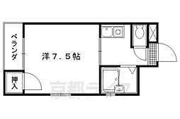 JR山陰本線 円町駅 徒歩10分の賃貸アパート 1階1Kの間取り