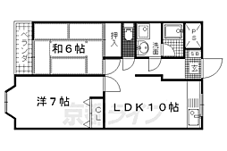 京阪本線 淀駅 徒歩6分の賃貸マンション 1階2LDKの間取り