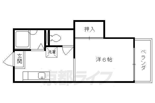 ライトハウス　ウエスト 102｜京都府京都市伏見区両替町12丁目(賃貸アパート1K・1階・21.00㎡)の写真 その2